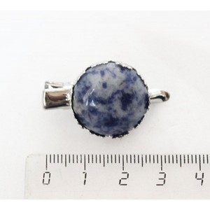 Заколка-крокодил с лазуритом (бело-синий), круг 20мм