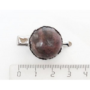 Заколка-крокодил с родонитом, круг 20мм