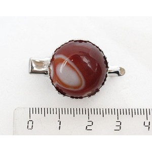 Заколка-крокодил с сардониксом, круг 20мм