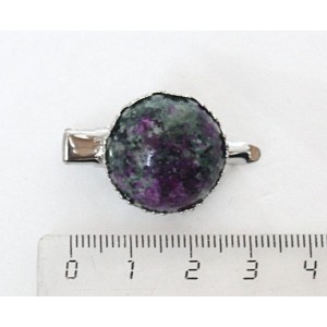 Заколка-крокодил с цоизитом, круг 20мм