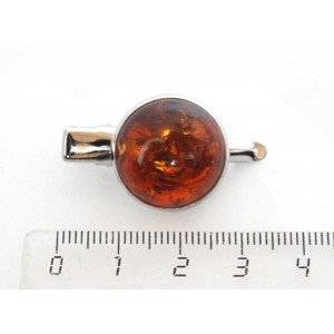 Заколка-крокодил с янтарем (переплавленый, цвет коньячный), круг 18мм