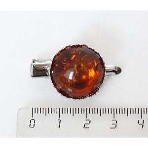 Заколка-крокодил с янтарем (переплавленый, цвет коньячный), круг 20мм