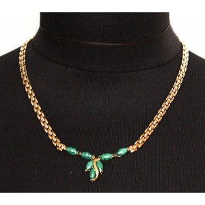 Колье из малахита "большой рис" (44см+цепочка 5см)