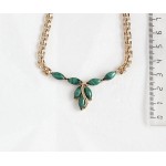 Колье из малахита "большой рис" (44см+цепочка 5см)