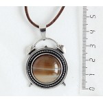 Кулон из агата кофейного (тонировка), круг 20мм, оправа "будильник"