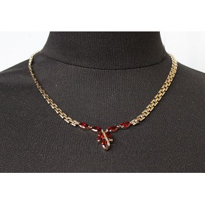 Колье из граната "большой рис" (44см+цепочка 5см)