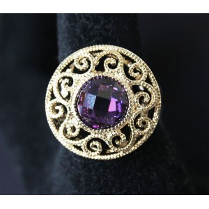 Кольцо с аметистом (синт.) "восточное солнце"