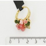 Кольцо с кораллом (розовый) и нефритом "7 роз букет"