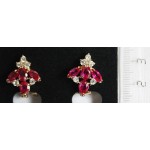 Серьги из корунда красного (рубин синт.), "4 камня"