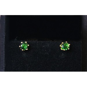  Серьги из циркона зеленого "малый круг"