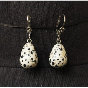 Серьги из яшмы далматиновой, капелька круглая
