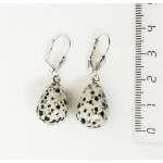 Серьги из яшмы далматиновой, капелька круглая