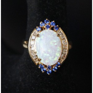 Кольцо со шпинелью и опалом японским "большой овал"