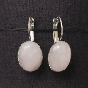 Cерьги из кварца розового, овал 18х13мм замок петелька