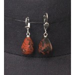 Серьги из обсидиана тигрового, капелька круглая 18х12мм