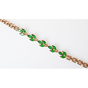 Браслет из циркона зелёного "рис"