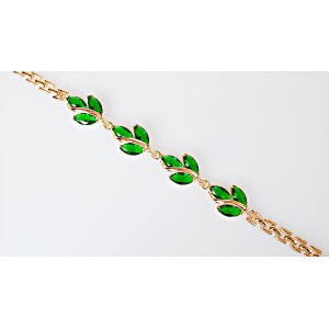 Браслет из циркона зелёного "Большой рис"