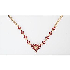 Колье из граната "рис" (44см+цепочка 5см)