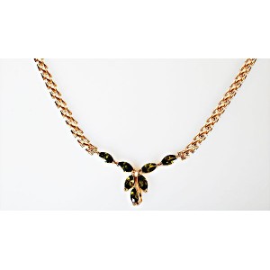 Колье из хризолита (темный) "большой рис"