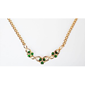 Колье из циркона зелёного "Цветочное плетение"