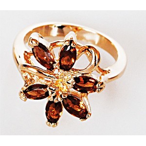 Кольцо с раухтопазом (синт.) "6 камней"