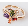 Кольцо с фианитом (микс) "Весенний цветок"