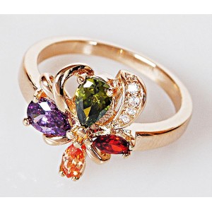 Кольцо с фианитом (микс) "Весенний цветок"