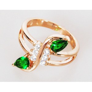 Кольцо с цирконом зеленым "Флоренция"