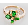 Кольцо с цирконом зеленым "Весенний цветок"