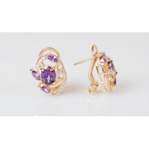 Серьги из аметиста (синт.) "Флоренция"