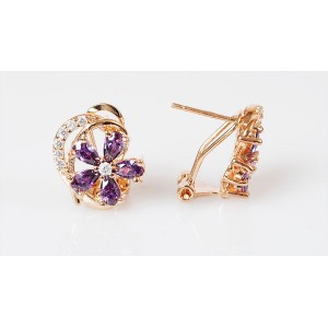 Серьги из аметиста (синт.) "весенний цветок"