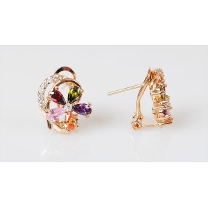 Серьги фианит микс "весенний цветок"