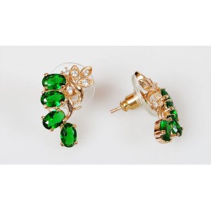 Серьги фианит зеленый "ягодная гроздь"