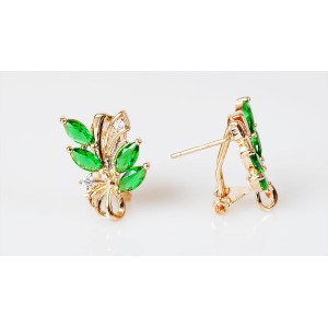 Серьги фианит зеленый "эффект бабочки"