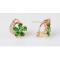 Серьги фианит зеленый "весенний цветок"
