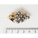 Брошь из жемчуга черного "виноград"