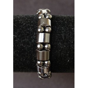 Браслет из гематита, выпуклый сегмент 12х8 мм + шарик