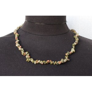 Бусы из унакита, галтовка, 52 см