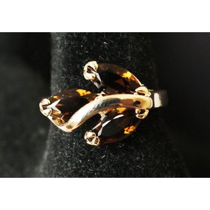 Кольцо с раухтопазом (синт.) "большой рис", огранка