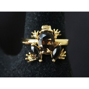 Кольцо с раухтопазом "лягушонок", огранка