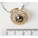 Кольцо с хризолитом (темный) "восточное солнце"