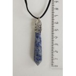Кулон из лазурита бело-синего "кристалл", с металлическим узором