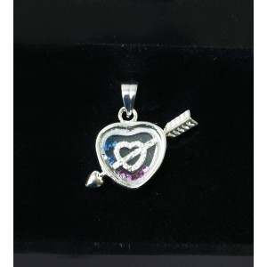 Кулон из циркона "сердце со стрелой" (родиум)