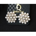 Серьги из жемчуга белого (майорка) "снежинка"