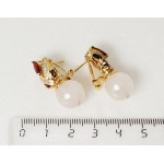 Серьги из кварца розового и граната "корона"