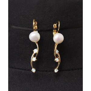 Серьги из опала японского (иск.) и жемчуга "восьмерка"