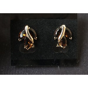 Серьги из раухтопаза (синт.) "большой рис", огранка