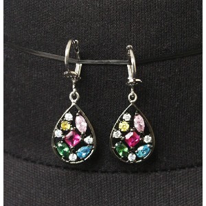 Серьги из циркона мульти "радуга" (родиум)