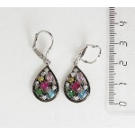 Серьги из циркона мульти "радуга" (родиум)