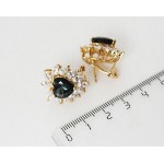 Серьги из шпинели оливковой "сердце в стразах"